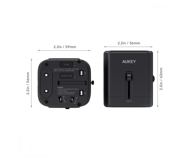 Aukey Ładowarka podróżna - adapter EU/US/UK/AUS 15W - 1220043 - zdjęcie 3